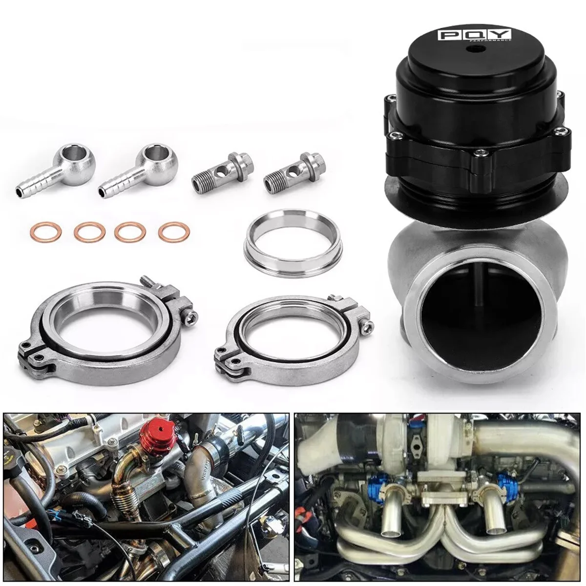 Black 60MM Vband Flange Wastegate External Turbo for Universal Cars