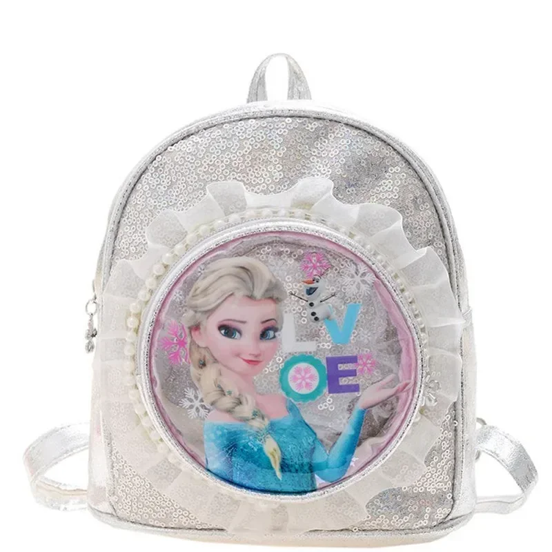 

Mini Princess Sequins Schoolbag Cartoon Shoulder Bag Handbag Disney Frozen Elsa Kindergarten children Backpack