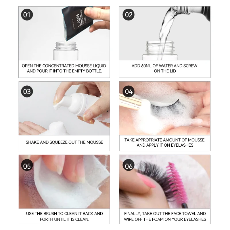 Eyelashes Super Concentrate Mousse Kit Lash Shampoo Gentle Cleansing Foam Clean Extension Eyelashes Glue Makeup Tools Wholesale