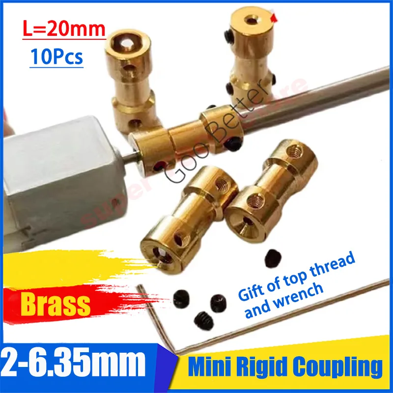 

10Pcs 2 2.3 3 3.17 4 5 6mm Shaft Coupler Reducing Connector Mini Brass Rigid Coupling for RC Model Motor Transmission DIY Parts