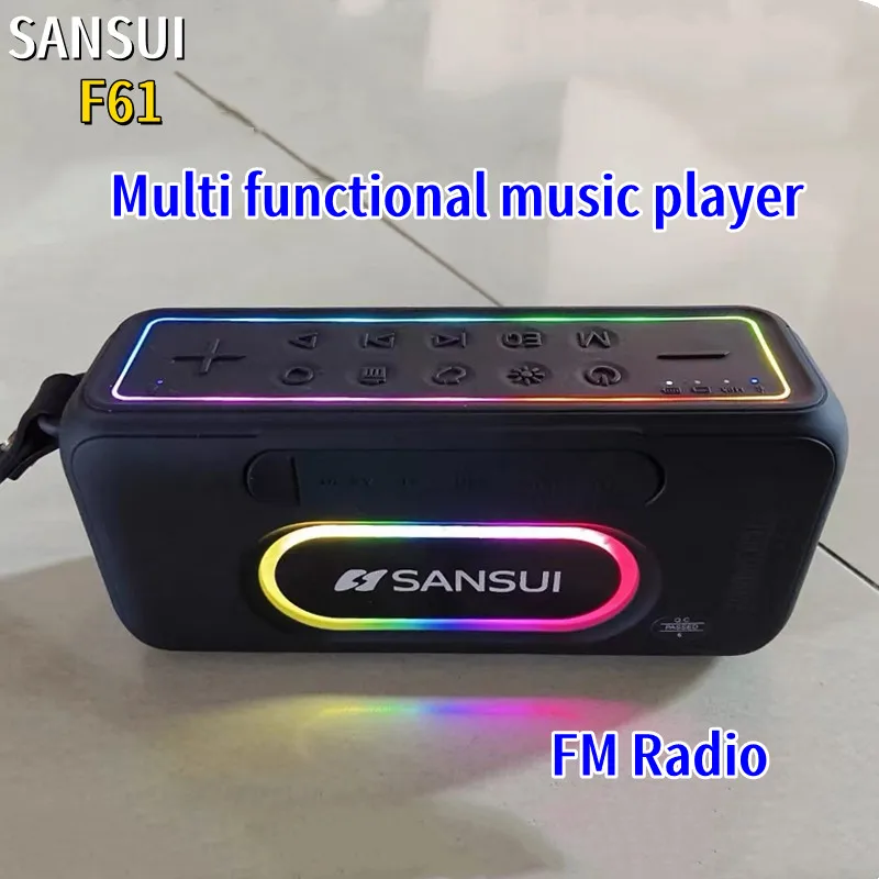 SANSUI F61 Multifunctional Digital FM Radio Wireless Bluetooth Speaker Loud HD Call Function Outdoor Portable MP3 Player Boombox