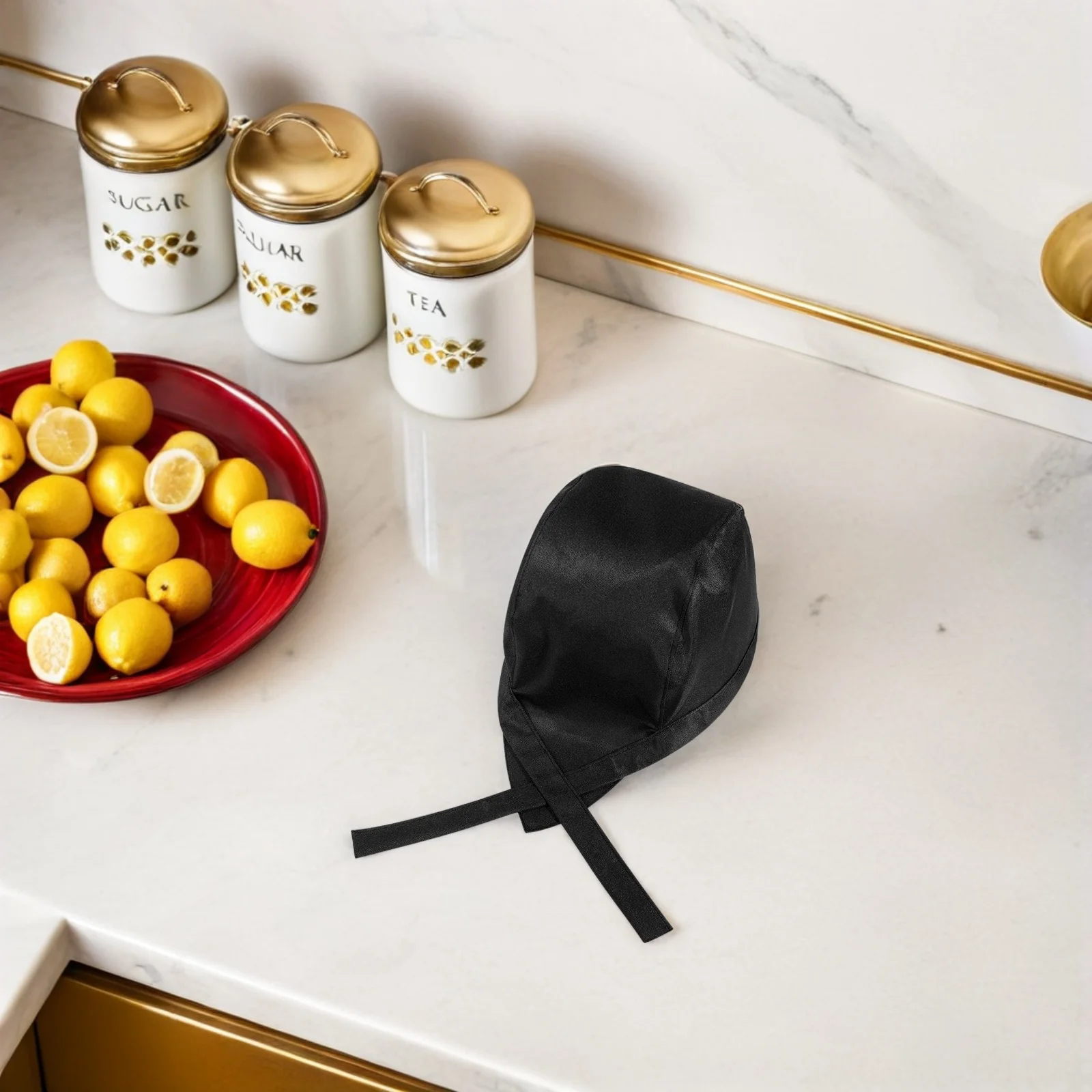 3 pezzi turbante pezzi nastro nero catering berretto con teschio turbante da cuoco regolabile cappelli da cucina in tela morbida cappello da cuoco uniforme da server