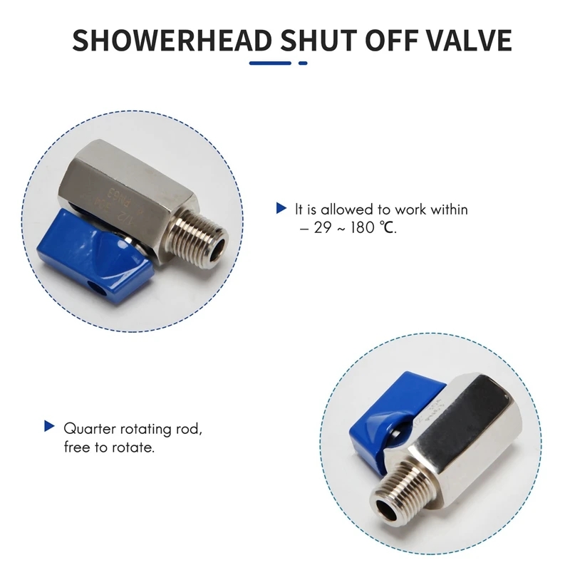 Ball Valve 1/2 inch 304 Stainless Steel Mini Ball Valve Female and Male NPT Great for Shower Head Flow Control Valve-A69M view 5