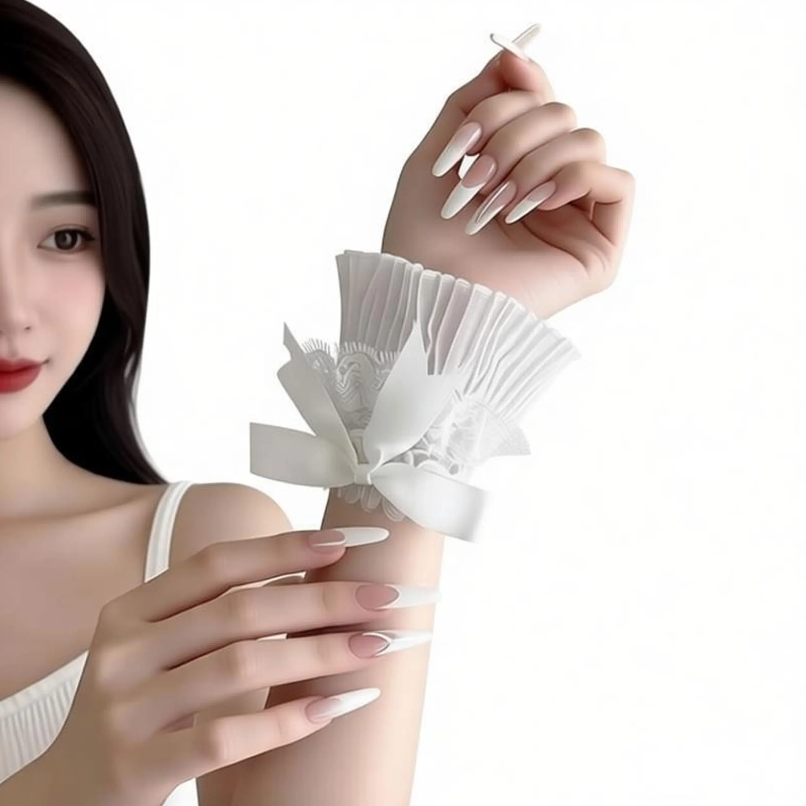 

Декоративные кружевные накладные рукава в стиле Лолита, универсальные съемные манжеты с рюшами, Y2K манжеты на запястья