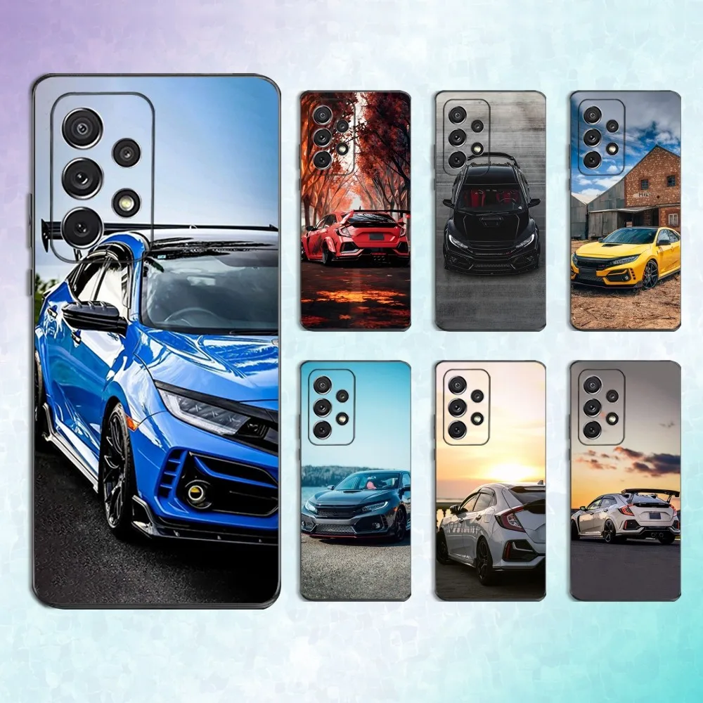 

Sport T-Type C-Civic Car Phone Case For Samsung S25,S24,S23,S22,S21,S20,S10,Ultra,Plus,Lite,FE,Soft Silicone Black Cover