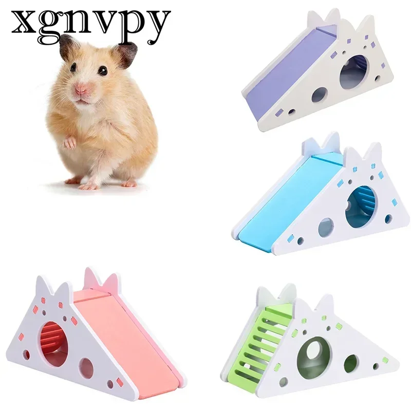 xgnvpy Funny Hamster Slide Toy Guinea Pig Assembled Slide Chinchilla House Cage Breathable Accessories Hamster Playset