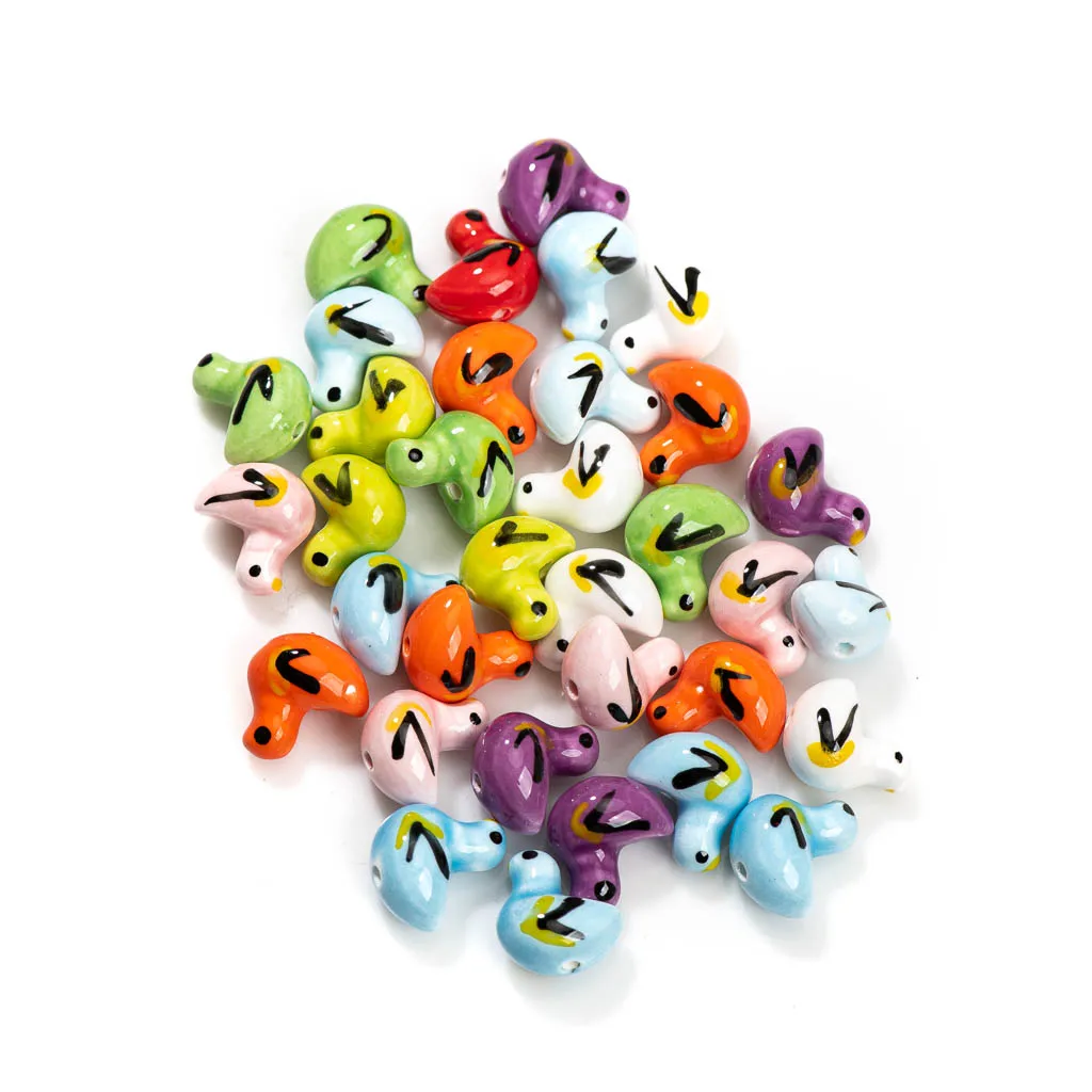 5pcs Hand-Painted Multicolor Duck-Shaped Ceramic Beads Ideal for DIY Bracelets and Necklaces Z713