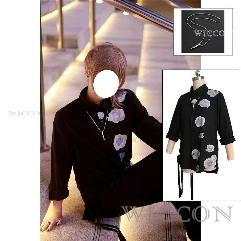 Anime Vtuber Kanae Cosplay Costume Vtuber Nijisanji Kanae Black Daily Clothes Long shirt Role Playing  Halloween Gifts Pendant