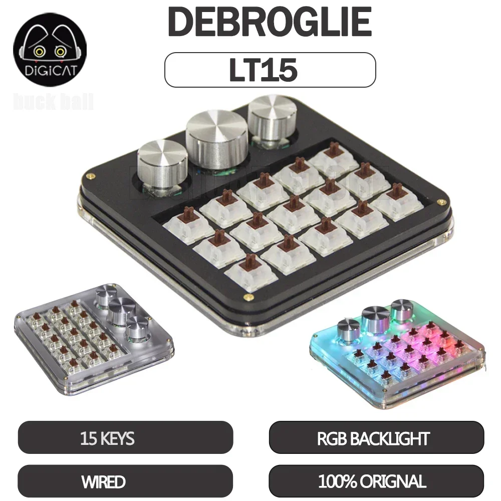 

Debroglie Lt15 Gamer Mechanical Keyboards Hot Swappable Mini Keyboard With 3 Knobs 15Keys Qmk Via Customized Macro Keyboard Gift