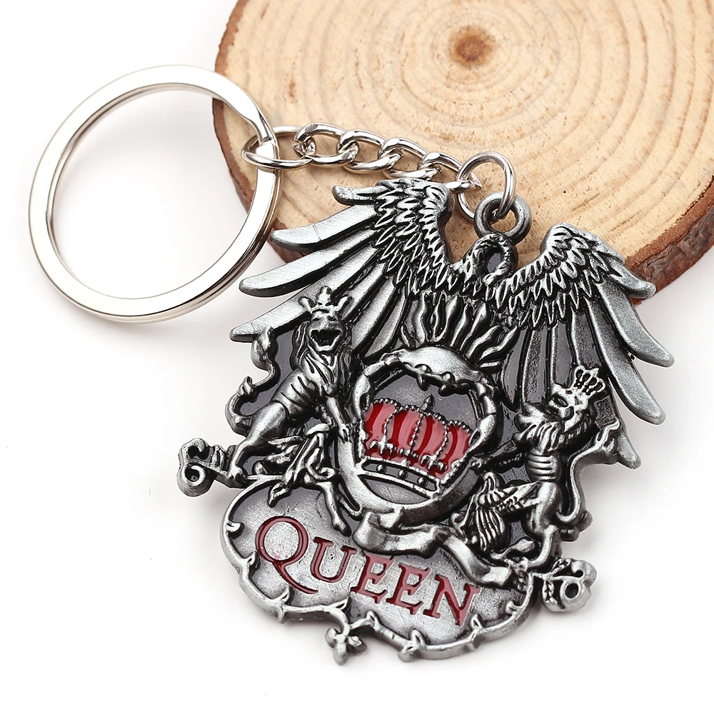 Queen Band Medal Keychain Cool Retro Rock Band Lion Eagle Special Key Ring for Men Women Fans Backpack Wallet Hanging Jewelry