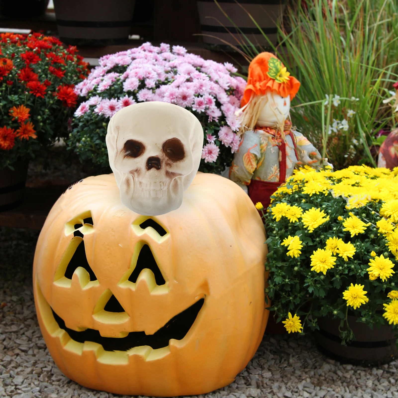 

4 Pcs Decorations Skull Ornament Mini Plastic Headgear Table Halloween