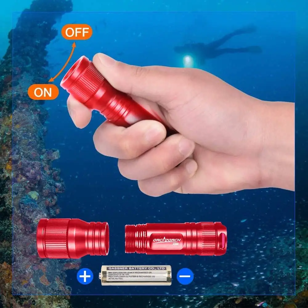 ORCATORCH D560 Powerful Diving Flashlight Lamp Professional Night Diving Torch Light Submersible Flashlights Underwater Lantern