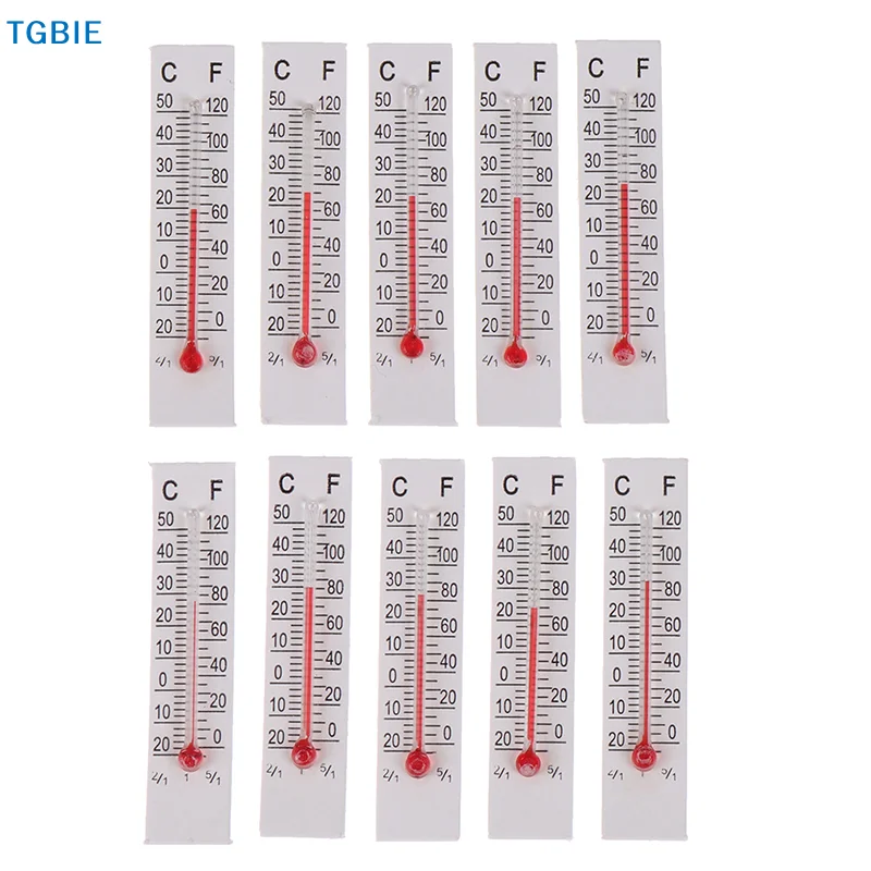 [TL]【TL】10 Pcs 5cmX1.1cm Miniature Paper Cardboard Thermometer Indoor -20-50 Celsius