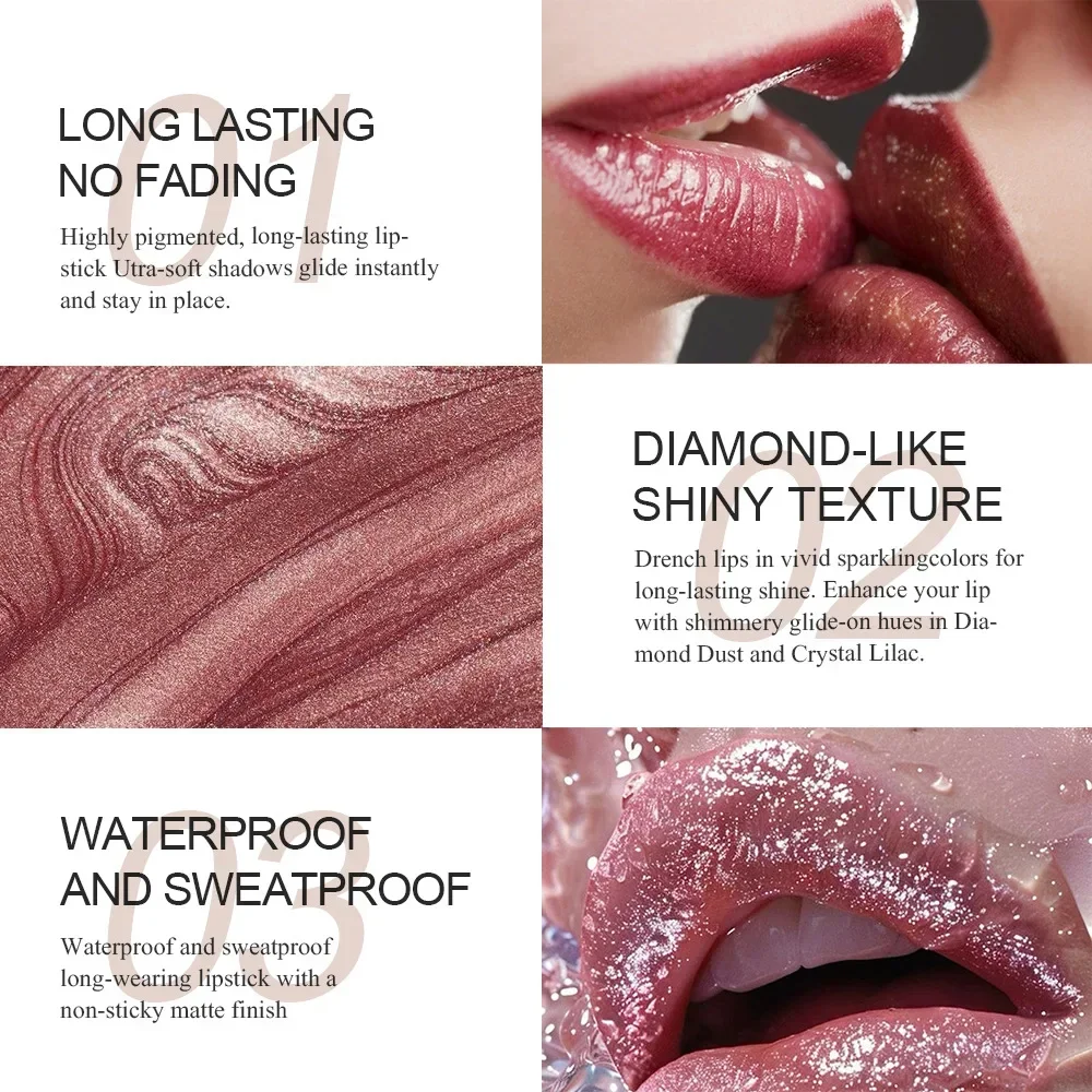 Sam açúcar cristal glitter bálsamo labial de longa duração hidratar à prova dwaterproof água não-pegajoso pérola veludo batom caneta lábio plumping booster