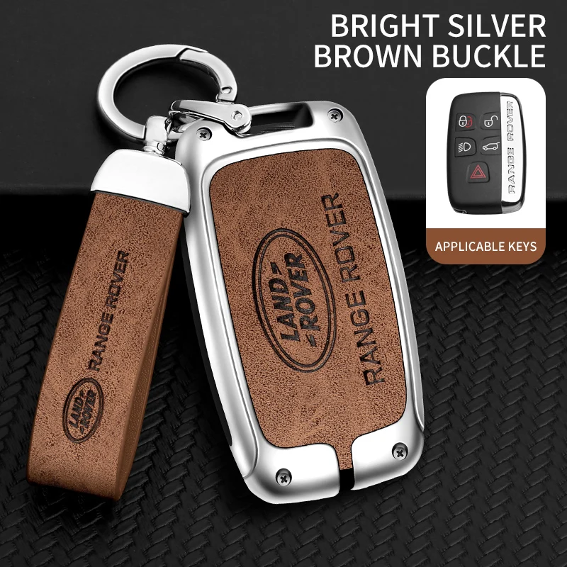 New Zinc Alloy +Leather Car Key Case Cover Shell For Land Rover A9 Range Rover Sport Evoque Freelander Discovery Protector Shell