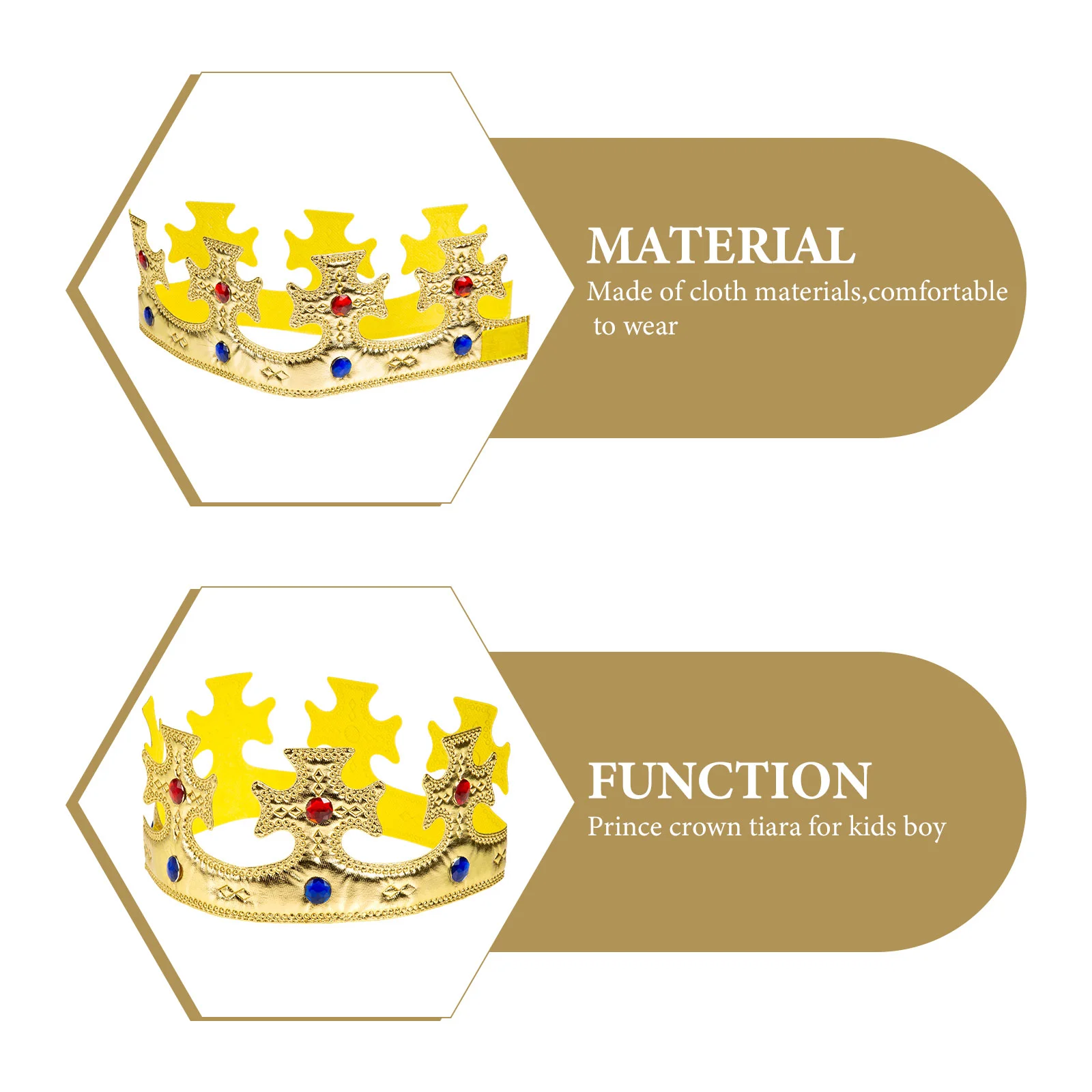 Gemstones for Kids Tiara Boys Prince Crown Cosplay King Crowns Golden Props Creative Performance Baby