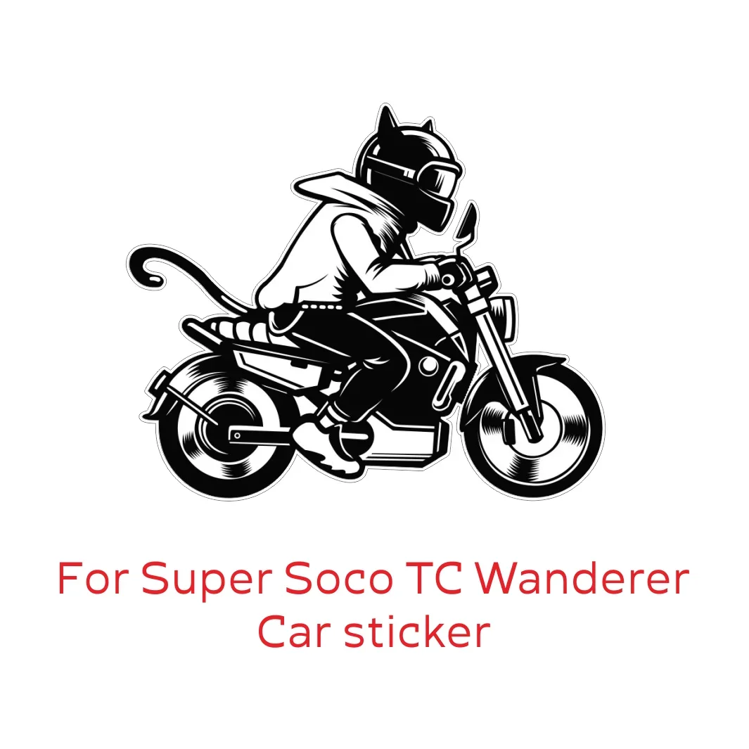 Cartoon Black White Cartoon Silhouett ecat Motorcycle Sticker Waterproof Decal TC Max For Super Soco TC Wanderer TSX  VS1 CPx