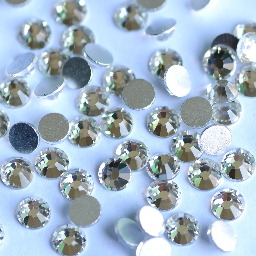 Crystal No Hotfix Glass Rhinestones Round Flat-back DIY Adhesive Crystal Stones Jewelry Making Strass For Nail Art Clothing Bags