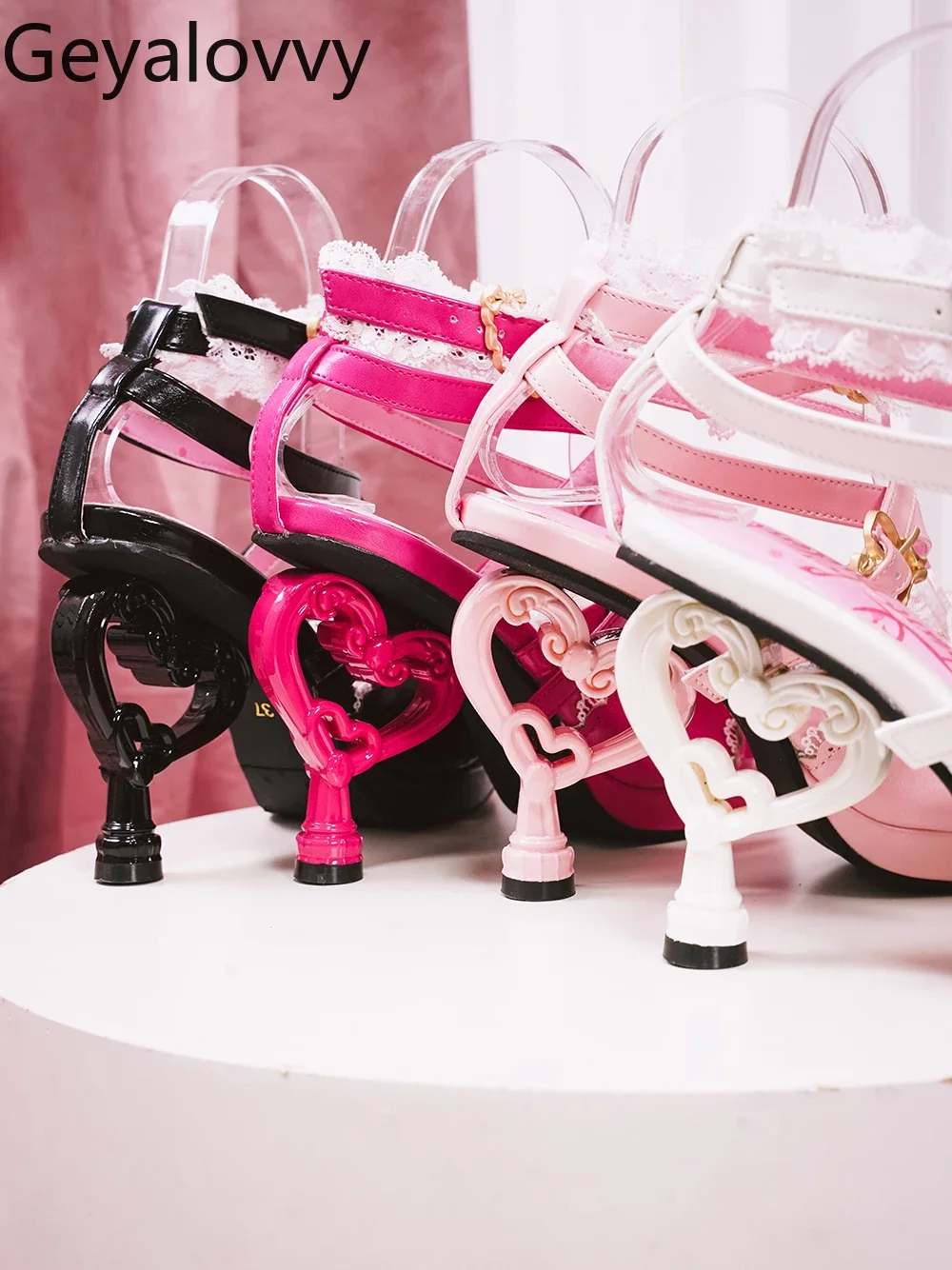 

Оригинальные милые японские сандалии с открытым носком, милые туфли принцессы и дочки, летние туфли на высоком каблуке с кружевом и рюшами в стиле Нью-Лолита