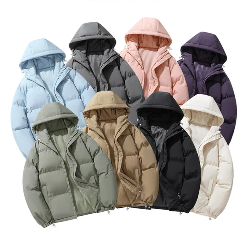 

Autumn Winter Men's Parkas Windproof Cotton-Padded Thickened Hooded Puffer Jackets Casual Loose Fit Bread Cotton Outerwear
