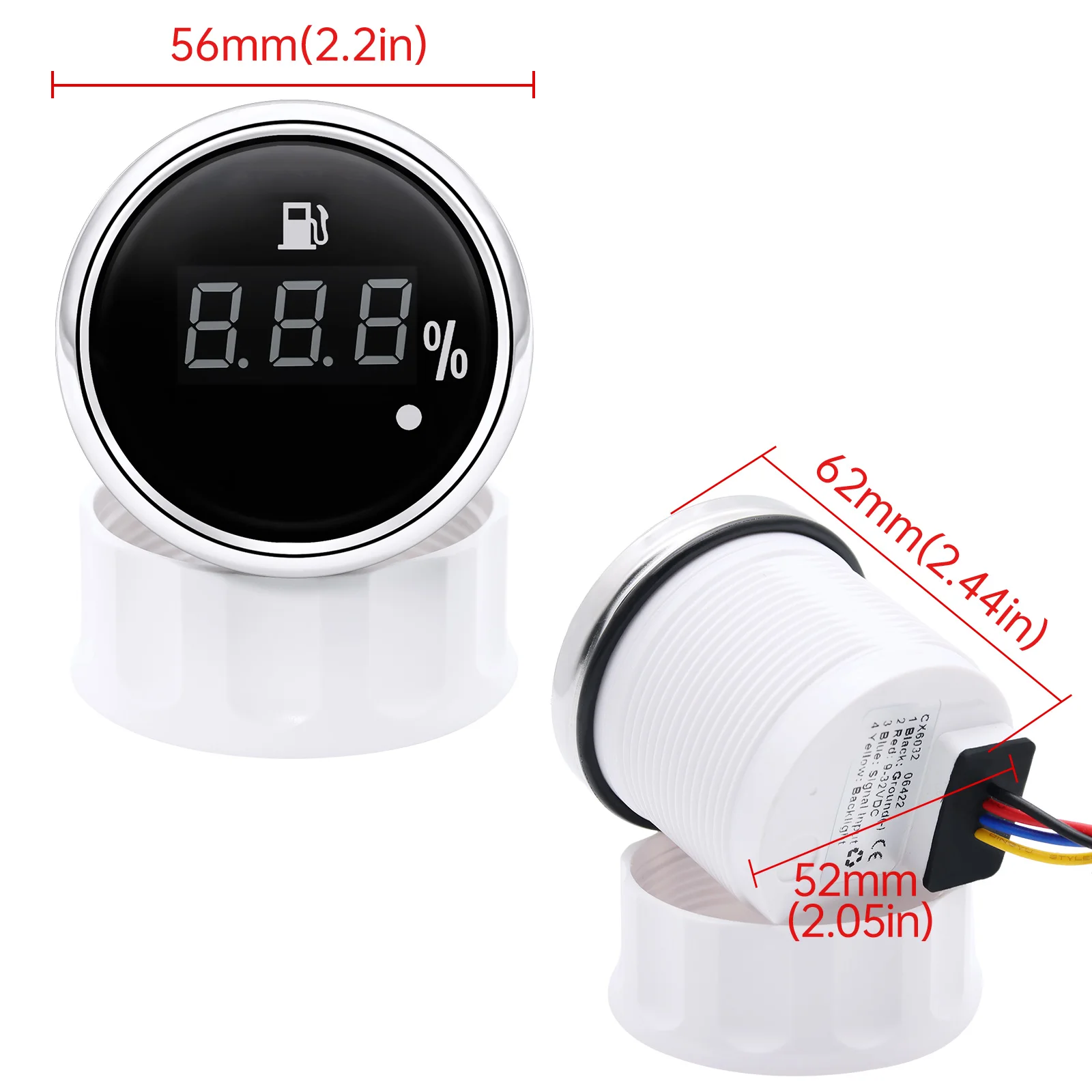 Auto Digital 52mm Kraftstoffstandanzeige mit Alarmleuchte 0-190 Ohm Öltank-Indikator Messgerät Marine Kraftstoffstandsensor 100-600mm Zmfjh – Detail 19