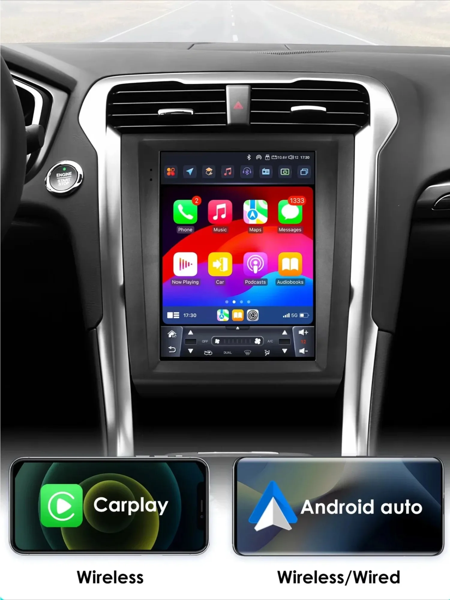 Auto Radio für Ford Fusion Mondeo MK5 2013-2019 Drahtlose Carplay Android Auto Multimedia Video Player Intelligente System GPS 9,7"