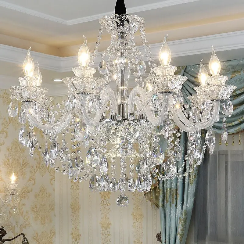 

European-style living room lamp, light luxury, post-modern bedroom dining room lamp, American-style simple crystal chandelier