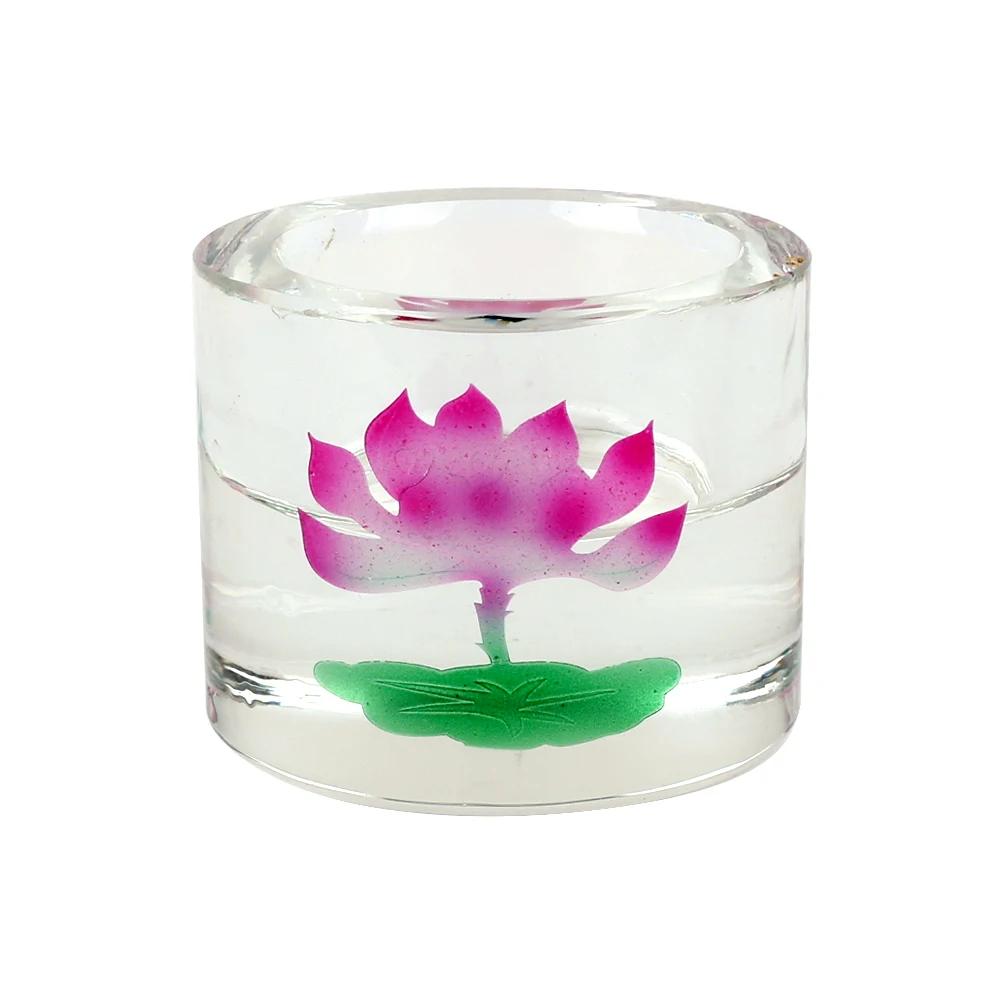 Simple Tealight Candle Holder Thick Crystal Butter Lamp Lotus Base for Buddha Lamp Accessory Votive Candle Holders Centerpieces