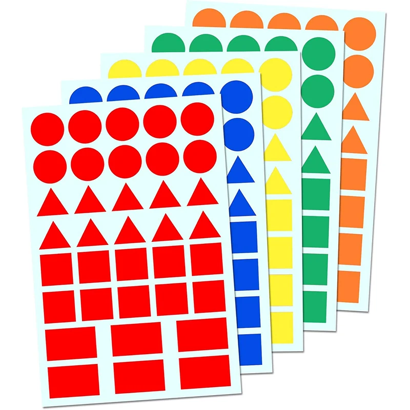 Colored Shape Stickers Labels 4 Shapes 5 Colors Labels Color Coding Stickers Triangles Circles Rectangles Self-Adhesive Decals F