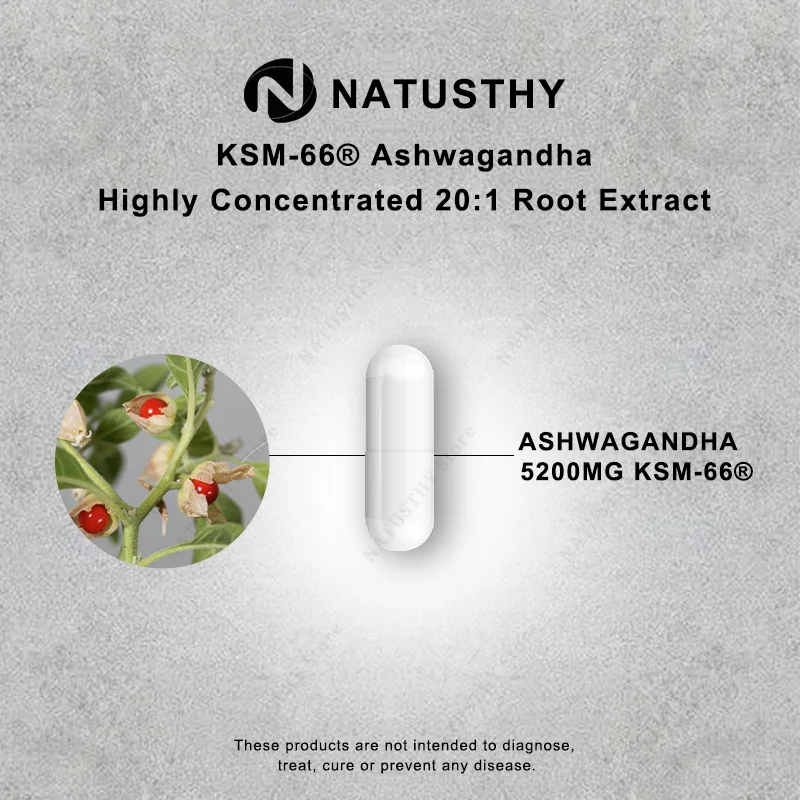 KSM-66 Natural Ashwagandha Supplement - High Strength 20:1 Root Extract - Relieves Stress, Promotes Calmness & Improves Insomnia