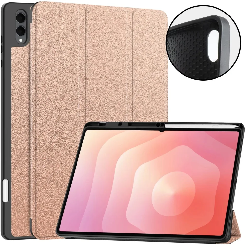 Case For 2026 Samsung Galaxy Tab S12 Ultra 14.6 Inch Tri-Fold Stand Cover With Pencil Holder Auto Wake/Sleep Shockproof TPU Case