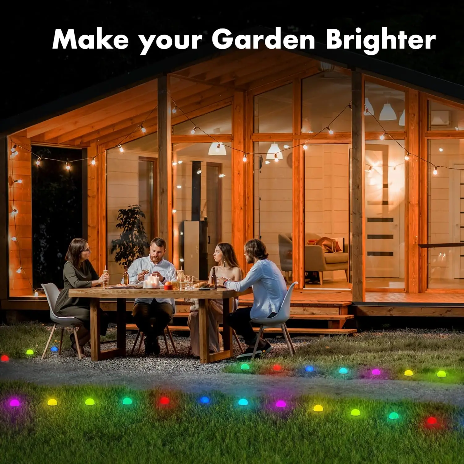 Outdoor Pathway Lights, RGBIC Smart Outdoor Ground Lights with App & Remote Control, Color Changing Garden Walkway Lights