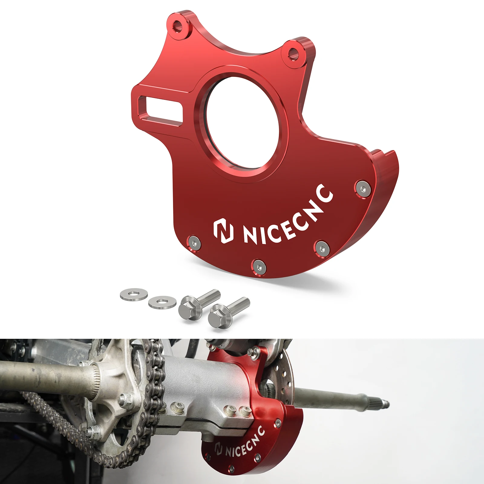 NICECNC Für Honda TRX450ER 2006-2014 Hintere Bremssattelhalterung & Rotor-Schutz Für Honda TRX450R 2004-2009 ATV Ersetzt 43211-HP1-000 – Detail 11
