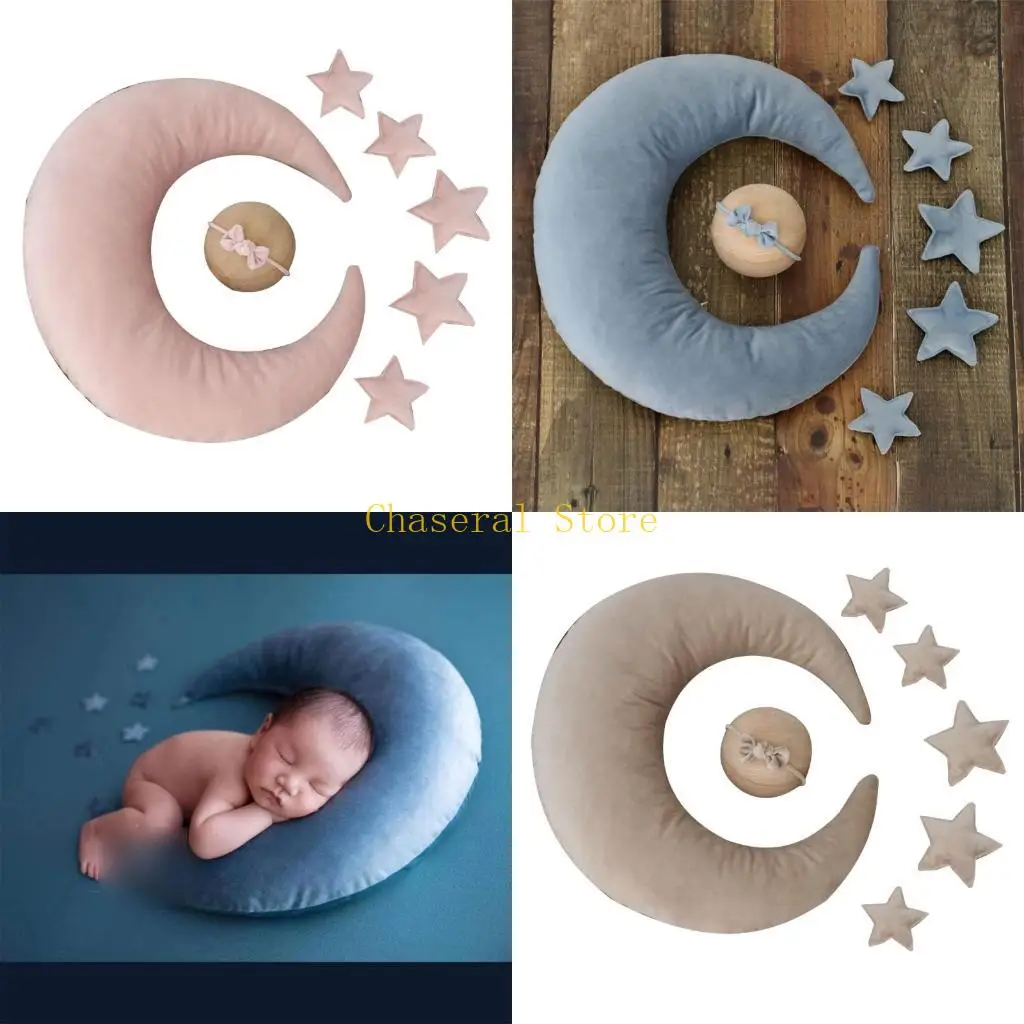 E7CE 1 Set Newborn Baby Posing Pillow with Small Stars Pad Set for Infant Boy Girls