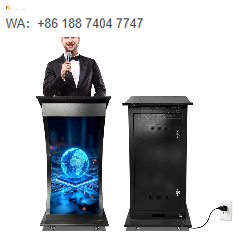 Full Color HD Tabletop TV Gob Mobile Portable Smart Lectern Digital Podium with LED Screen Display for Conference Classroom