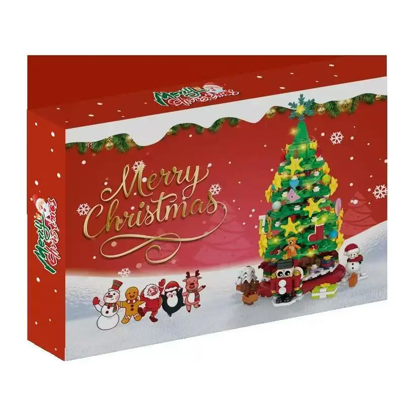 586 Buah Blok Pohon Natal Model Penguin Natal untuk Perakitan, Blok Bangunan Anak-anak Hadiah Natal, Hadiah Natal