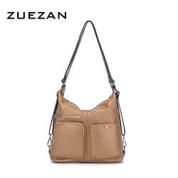 Zacht, ruim, zakken, dames lederen rugzak, vrouwelijke 100% natuurlijke koeienhuid schoudertas, meisjes cross-body tas, AN024
