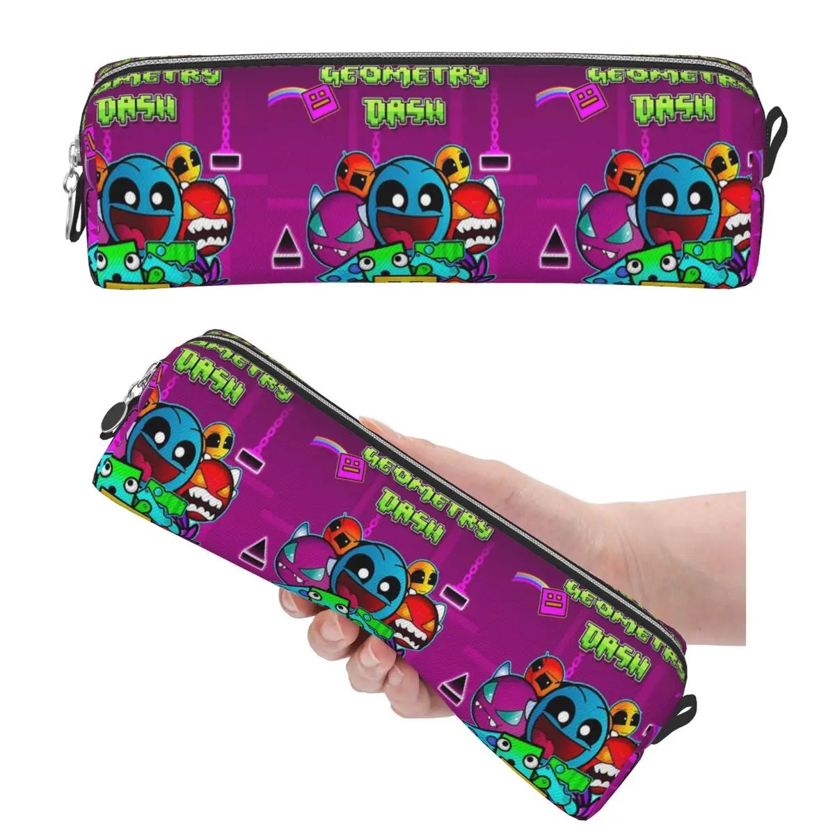 Video Game Geometry Dash Pencil Cases Big Capacity Pen Bags Pen Box For Boys Girls School Office Pencil Pouch Cosmetic bag