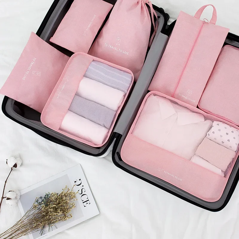 JBTP Travel Organizer 7pcs/set Packing Cubes Luggage Bag New Clothes Cosmetics Wash Supplies Shoes Waterproof Travel Storage Bag