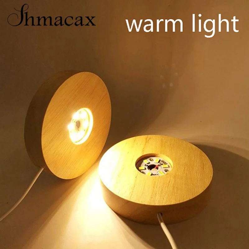 Wooden LED Light Dispaly Base Wooden Night Lamp Base LED Light Display Crystal Ball Wood Luminous Base