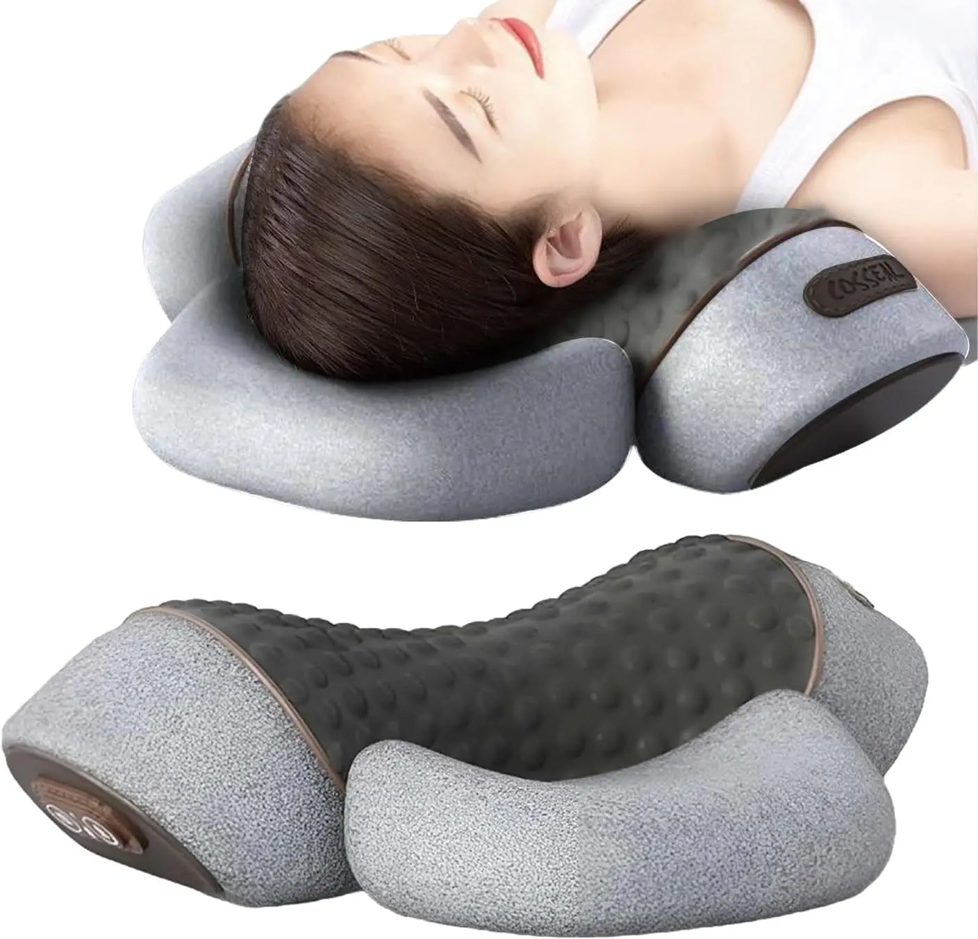 3-in-1 Neck Massager Pillow with Heating and Traction, Hump Corrector for Shoulder Pain Relief