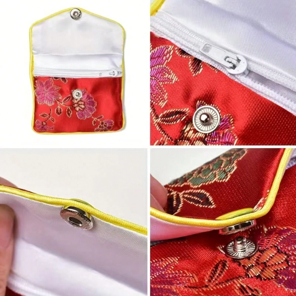 6pcs/12pcs Jewelry Silk Purse Pouch, Jewellery Gift Bags, Multiple Colors (Random Color)
