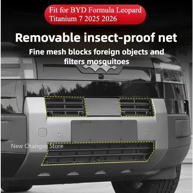 Insect Screen For BYD Formula Leopard Titanium 7 2025 2026 Front Bumper Grille Dustproof Mesh Conversion Upgrade Parts