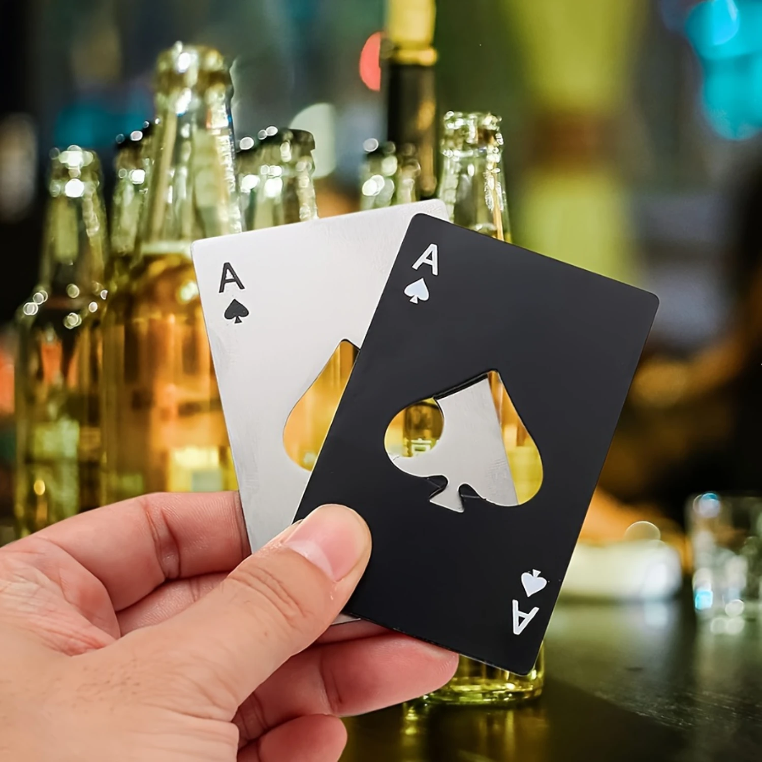 6pcs Stainless Steel Ace of Spades Bottle Openers, Poker Card Shape Portable Metal Beer Can Opener for Wallet Pocket, Wedding Bi