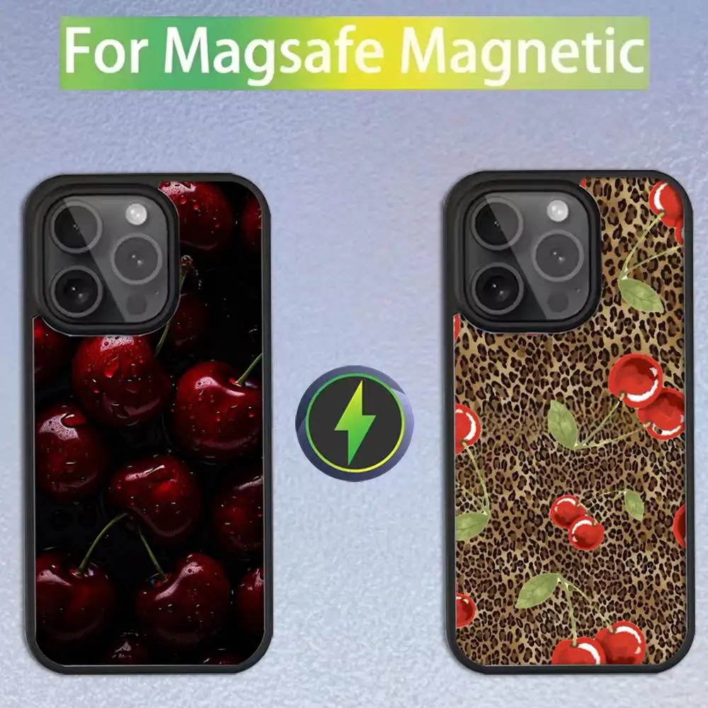 

Милый чехол для телефона Red Cherry для iPhone 16,15,14,13,12,11, Pro, Max, Plus, Mini, SE Magsafe с магнитной беспроводной зарядкой