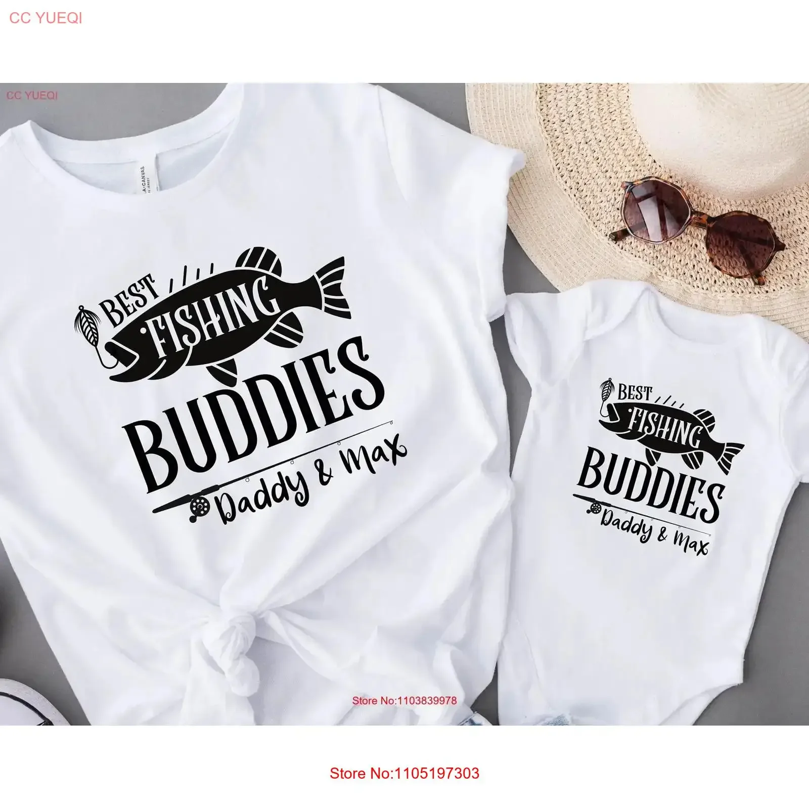 Personalized Best Fishing Buddies T Shirt Father And Baby matching Daddy Me Fathers Day Dad Son vintage Washed Versatile Soft