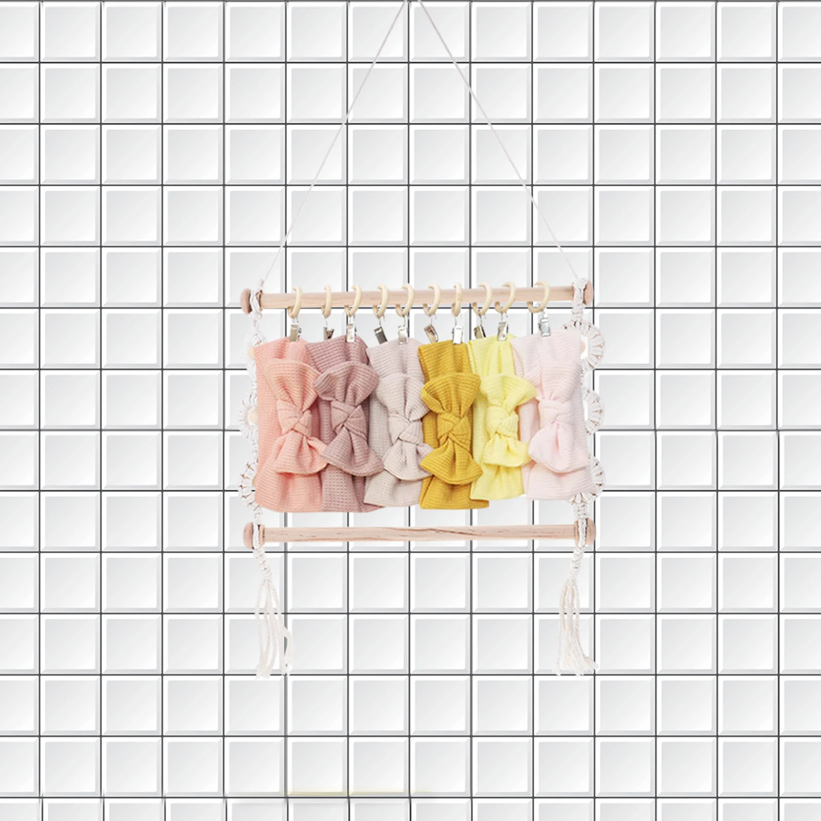 

Bohemian Cotton Hair Accessories Storage Rack 2 Layers Claw Clip Organizer Hanger Bedroom Hair Clip Holder Decor