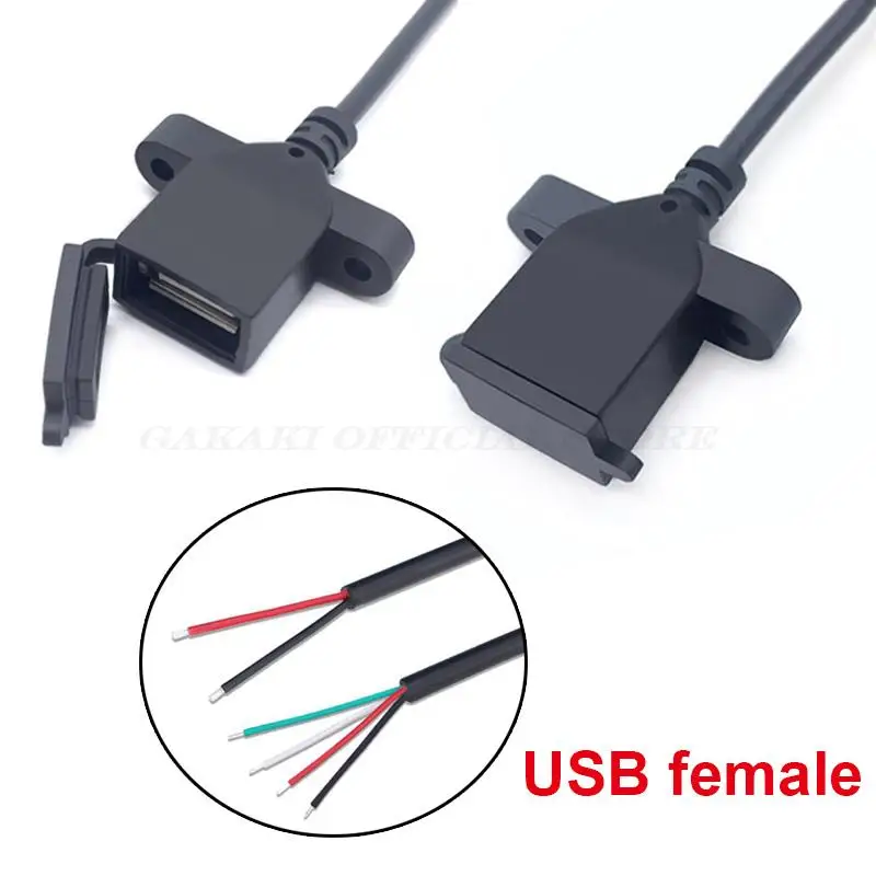 USB Female Plug Dust Proof Cover Connector Welding 2pin 22awg Line 4pin 28awg Wire Port Data Charging Interface Socket