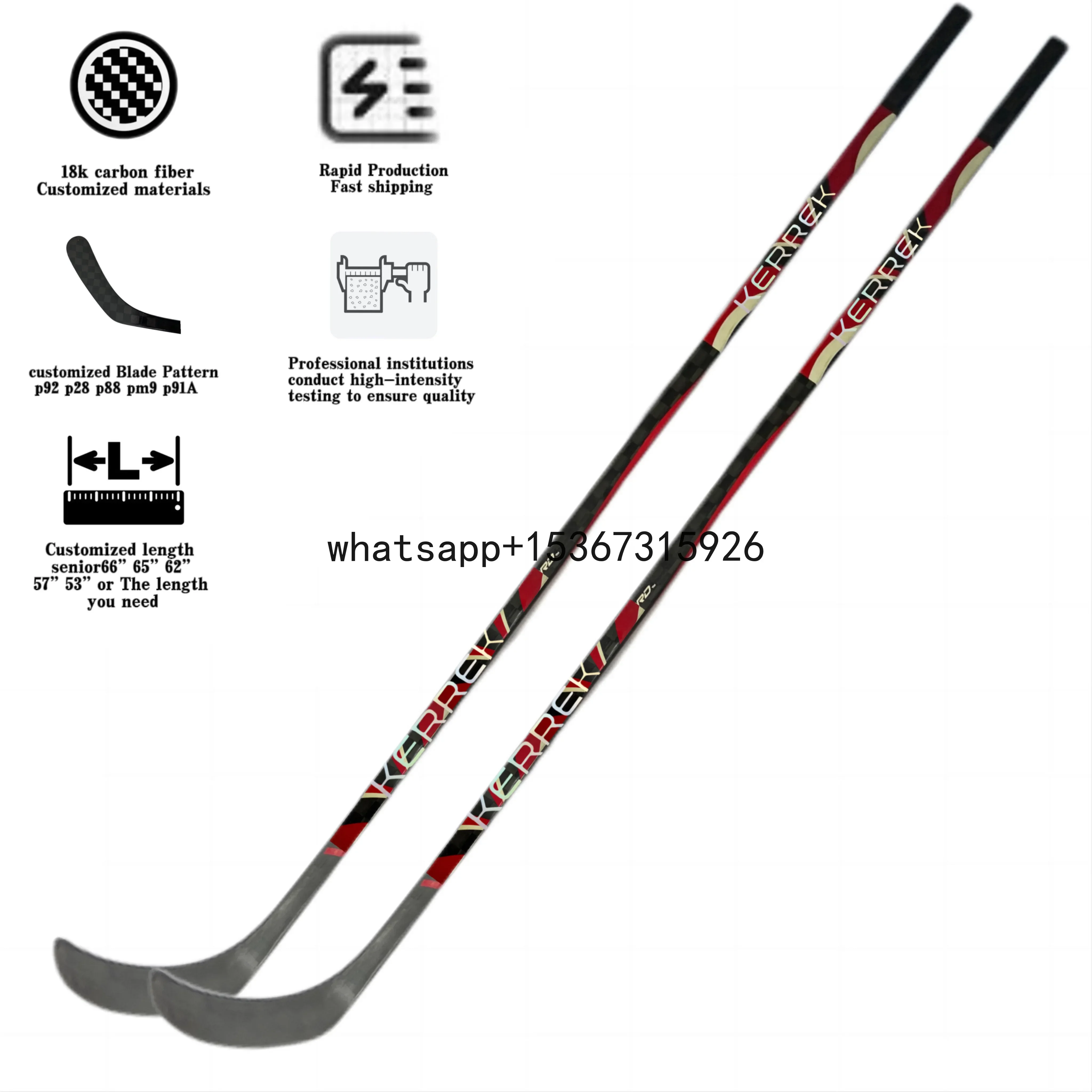 Hot Sales Top Quality Carbon Fiber Super Light Weight Performance Carbon Junior Size Customized Composite Stand Ice Hockey Stick