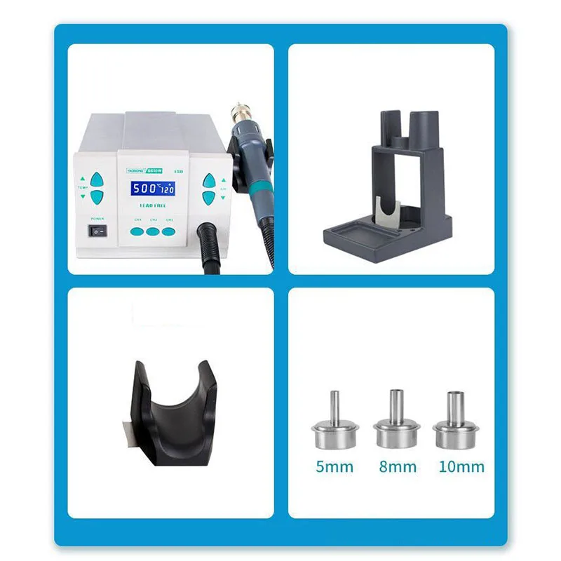 

2026ST-861 Бессвинцовая регулируемая паяльная станция для горячего воздуха, паяльная станция 1000 Вт 220 В для ремонта чипов процессора телефона, такая же 861DW NE